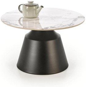 Zestaw 2 ław spiek biały marmur/ czarny 70/43 50/48 MAGNETA