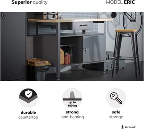 Stół warsztatowy z szafką i szufladą Eric czarny