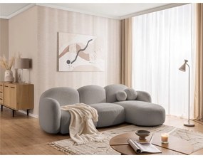 Szary narożnik z materiału bouclé (prawostronny/z szezlongiem) Orbit – Ropez