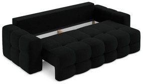 Czarna rozkładana sofa z materiału bouclé 255 cm Milu – Makamii