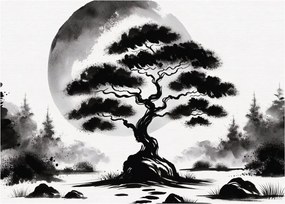 Obraz – Czarno-biały bonsai (70x50 cm)