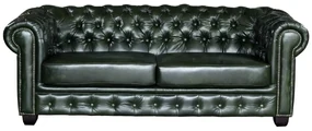 Komplet wypoczynkowy typu chesterfield 3+2+1 BRENTON 100% skóry bawolej - Kolor: zieleń cesarska