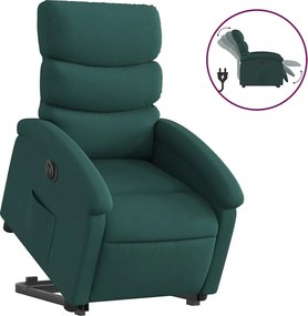 Elektryczny fotel relaksacyjny w ciemnej zieleni z funkcją podnoszenia