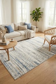 Szaro-niebieski dywan z przetarciami B1-E00