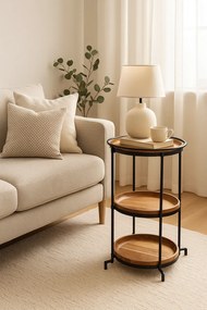 Drewniany stolik pomocniczy w loftowym stylu B5-E77