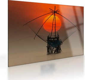 Obraz na szkle - Wschód słońca, jezioro Pakpra (70x50 cm)