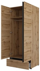 Szafa dwudrzwiowa CROSS 2D1S 89cm dąb wotan/czarna z drążkiem HELVETIA