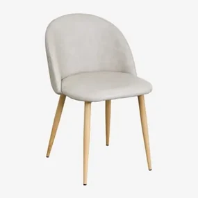 Zestaw 2 Krzeseł Jadalnych Kana Obitych Skórą Ekologiczną Iron & Natural Wood - Sklum