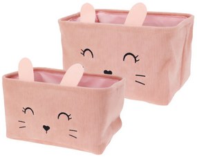 Pojemniki na zabawki CUTIE z uszkami, sztruksowe, 2 sztuki