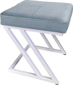 Pufa ZETA tkanina Welur loft ławka podnóżek metal : Kolor Stelaża - Biały, Kolor tkaniny - VELVET - BL06, Typ tkaniny - Velvet
