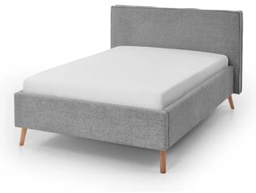 Jasnoszare tapicerowane łóżko dwuosobowe ze schowkiem i stelażem 140x200 cm Riva – Meise Möbel
