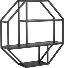 Czarny regał ścienny z półkami Seaford Octagon