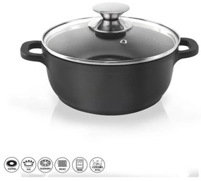 Garnek z powierzchnią nieprzywierającą Pfluon Granit i szklaną pokrywką Orion Grande, ⌀ 20 cm