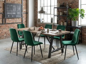 Ciemnozielone aksamitne krzesło LAVA BOTTLE GREEN z czarnymi nogami