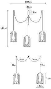 Czarna lampa wisząca z 3 kloszami Opviq lights Pamukkale