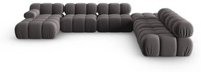 Ciemnoszara aksamitna sofa 379 cm Bellis – Micadoni Home