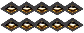 Zestaw 10 czarnych wpuszczanych reflektorów regulowanych - Qure