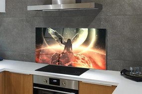 Szkło do Kuchni na Ścianę Skrzydlata Kobieta na tle Księżyca