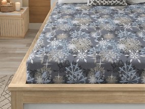 PrzytulneMieszkanie.pl Prześcieradło z mikrofibry SNOWFLAKE niebieskoszare 180x200 cm