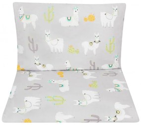 Szara pościel do łóżeczka z motywem w lamy - bawełniana 100% - 120x90