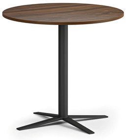 Stolik kawowy AURA, średnica 80 cm, czarna podstawa, orzech