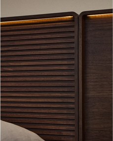 Brązowe łóżko dwuosobowe z litego drewna brzozowego ze stelażem 160x200 cm Norlen – Kave Home