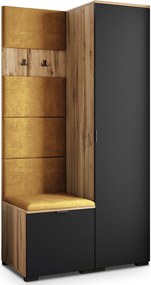 Masseno Garderoba LORI 95/181/51 cm Nowoczesna Szafa do Przedpokoju Dąb wotan, MONOLITH 48 (Żółty)
