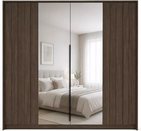 Szafa Dunin 4D z lustrem 223 cm – nowoczesna szafa do sypialni z pojemną przestrzenią i eleganckim wykończeniem