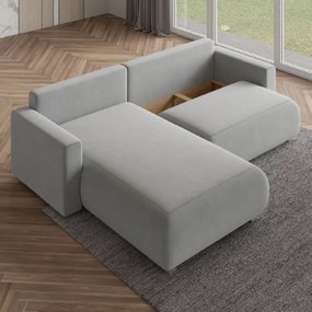 PROMOCJA Kremowa rozkładana sofa narożna MONORA, dwustronna II gatunku