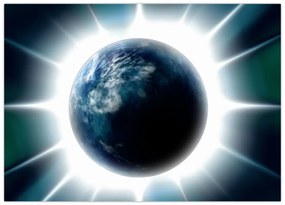 Obraz na szkle - napromieniowana planeta (70x50 cm)