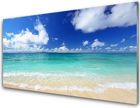 Szkło do Kuchni na Ścianę Złoty Brzeg Morza