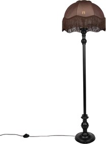 Lampa podłogowa czarna z brązowym kloszem i białym wnętrzem 45 cm - Classico