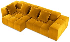 Żółty aksamitny narożnik (róg zmienny) Rome Velvet – Cosmopolitan Design