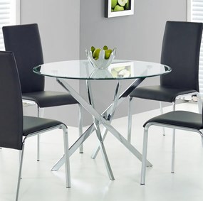 Szklany stół Raymond na srebrnych nogach