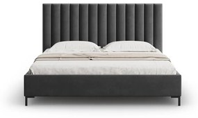 Ciemnoszare tapicerowane łóżko dwuosobowe ze schowkiem i stelażem 160x200 cm Casey – Mazzini Beds