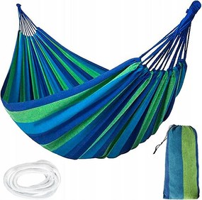 Hamak Ogrodowy Wielokolorowy z Wytrzymałego Bawełnianego Materiału dla Dwojga, Przenośny i Łatwy w Montażu, 150 x 200 cm