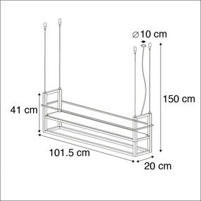 Inteligentna lampa wisząca czarna z półką w komplecie, 4 x Wi-Fi A60 - Cage Rack Nowoczesny Oswietlenie wewnetrzne