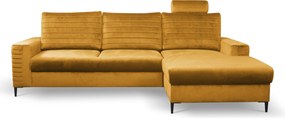 Masseno Narożnik GRIFO z funkcją spania i pojemnikiem na pościel Narozniki L, Rozkładana sofa - Żółty, VELLUTO MUSTARD 8