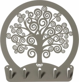 Wieszak na klucze Mud Tree of Life ze stali, 5 haczyków, nowoczesny dekoracyjny design do przedpokoju i biura, rzemiosło artystyczne, made in Italy