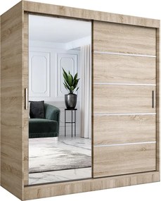 Szafa z drzwiami przesuwnymi i lustrem 180 cm dąb sonoma W6-A72