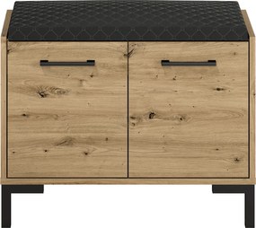 Szafka na buty z tapicerowanym siedziskiem Nevio 04, dąb artisan