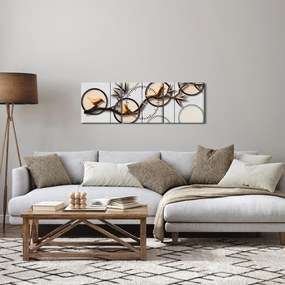 Malarstwo artystyczne - Ptaki na gałęzi (z zegarem) (90x30 cm)