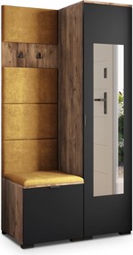 Masseno Garderoba VIRA 95/181/51 cm Nowoczesna Szafa do Przedpokoju Dąb lefkas, MONOLITH 48 (Żółty)