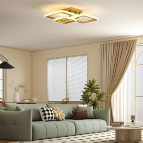 HOMCOM Lampa sufitowa LED 40W 4300LM 3500K/4500K/6000K Lampa sufitowa 3-ringowa, 48 x 46 x 13 cm, złoty