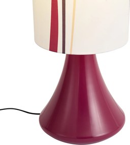 Lampa podłogowa retro fioletowa z wielokolorowym abażurem z tkaniny - Mina