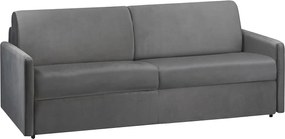 Kanapa 4-osobowa rozkładana typu express z antracytowego weluru z siedziskiem z pianki z pamięcią kształtu - Powierzchnia spania 160 cm - Materac 22 cm z siedziskiem z pianki z pamięcią kształtu CALIFE