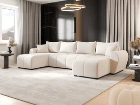 Kremowy narożnik z funkcją spania w kształcie U - Aurelix 4X