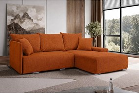 Narożnik, Sofa w kształcie L, tkanina sztruksowa Poso, Miedziany, Prawy, Livorno L