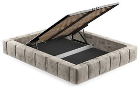 Beżowe tapicerowane łóżko dwuosobowe ze schowkiem i stelażem 160x200 cm Aruba L – Maison de Rêve