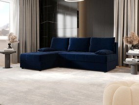 BEDANTE narożnik MOS L Itaka 11 lewa ciemnoniebieski z funkcją spania sofa w kształcie litery L z pojemnikiem na pościel